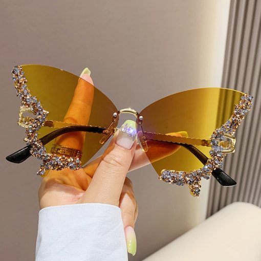 Luxury Diamond Butterfly Sunglasses Women Brand Y2K Vintage Rimless Oversized Sun Glasses Ladies Eyewear Shades - Image 10