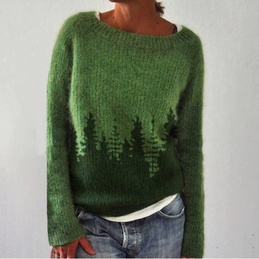 Women's Fashion Round Neck Multicolor Loose Leisure Pullover Knitwear Sweater - Image 5