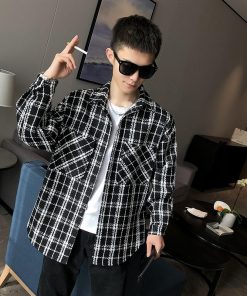 Trendy Man In Plaid Shirt Jacket