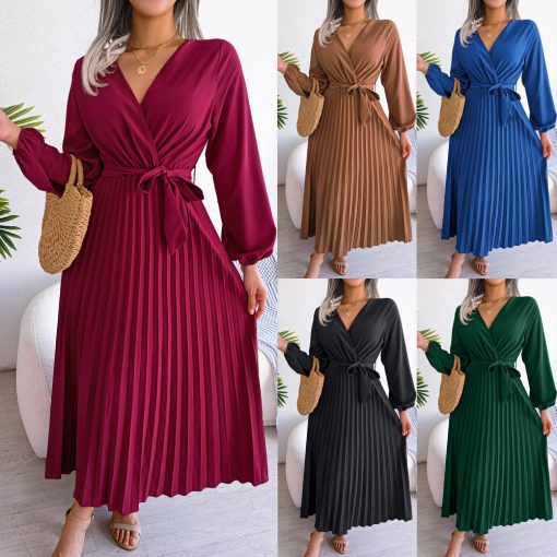 Fashion Elegant Cross Pleated Maxi Dress - Image 9
