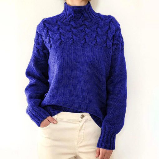 Fashion Cable Woven Detail High Collar - Image 8