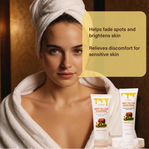 Butter Honey Seven-piece Facial Cleanser Face Cream Lipstick Protective Cream Body Lotion Facial Scrub Beef Fat Set - Image 5