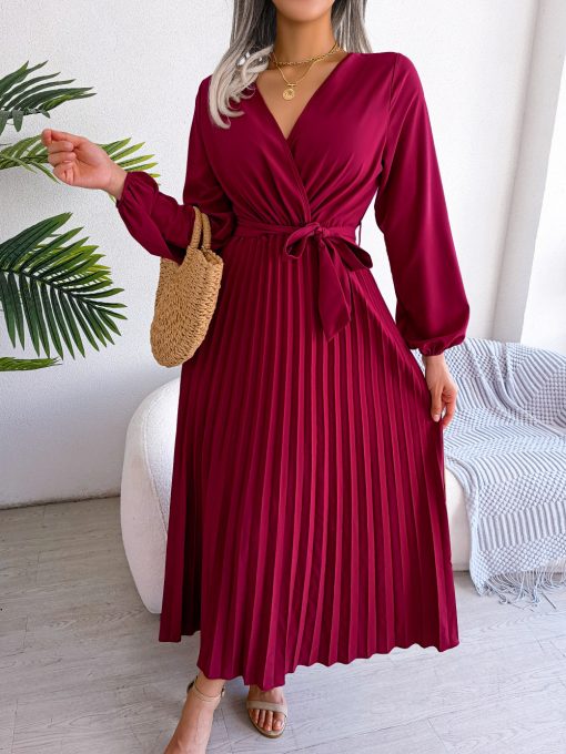 Fashion Elegant Cross Pleated Maxi Dress - Image 6