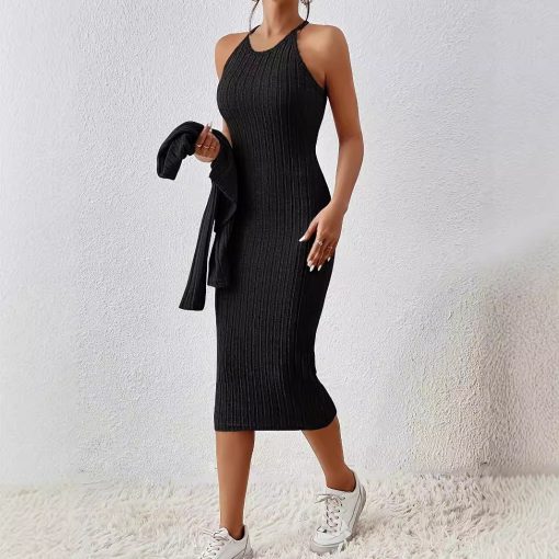Front Button Cropped Top And Slim Fit Dress - Image 7