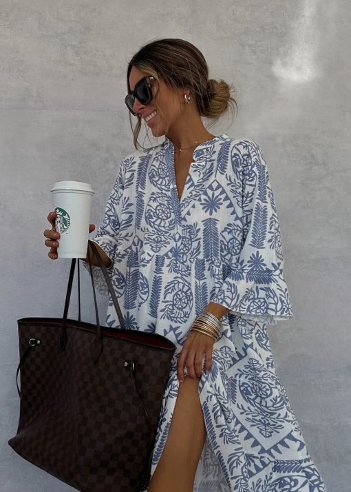 Dress Printed 34 Sleeves Shirt For Women - Image 7