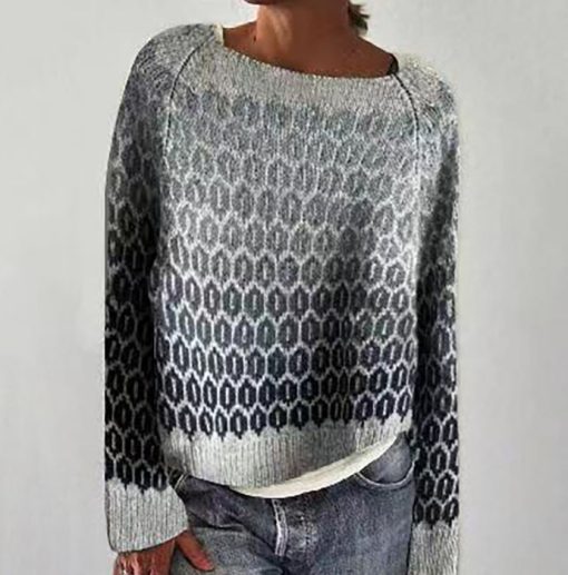 Women's Fashion Round Neck Multicolor Loose Leisure Pullover Knitwear Sweater - Image 10