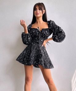 Women's Autumn Fashion Floral Long Sleeve Dress
