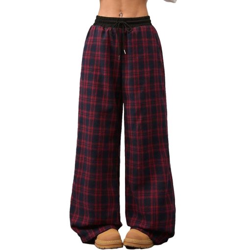 Retro Plaid Loose Casual Pants Fashion Sports Straight Pants - Image 4