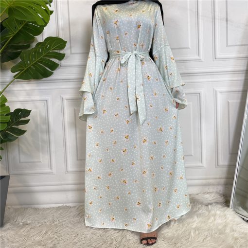 Fashionable Printed Large Lace Up Muslim Dress - Image 2