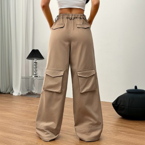 Women's Loose Casual Wide-leg Trousers Pocket Overalls - Image 3