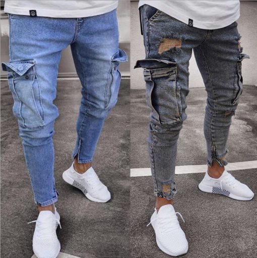 Cargo Hole Denim Jeans Men - Image 3