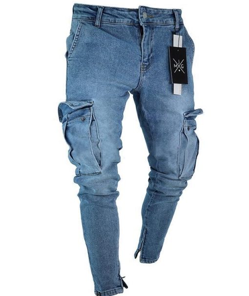 Cargo Hole Denim Jeans Men - Image 2