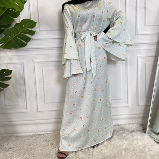 Fashionable Printed Large Lace Up Muslim Dress - Image 3