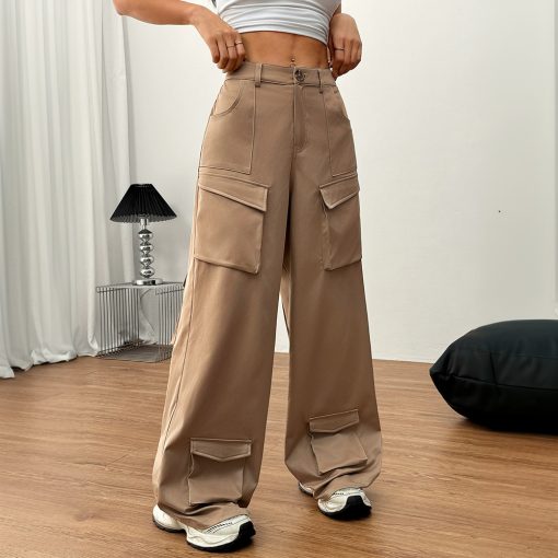 Women's Loose Casual Wide-leg Trousers Pocket Overalls - Image 5