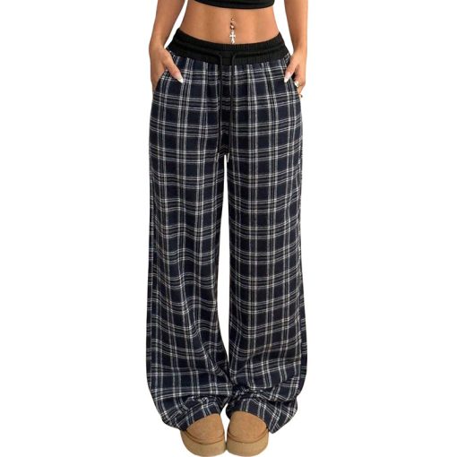 Retro Plaid Loose Casual Pants Fashion Sports Straight Pants - Image 3