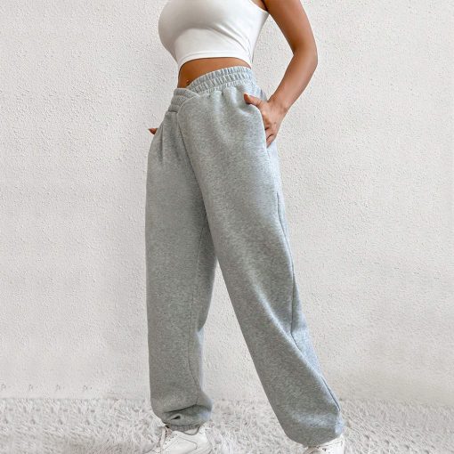 Women's Exercise Ankle-tied High Waist Velvet Padded V-shaped Waist Casual Pants - Image 5