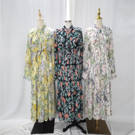 Muslim Malay Indonesian Ruffled Printed Dress - Image 4