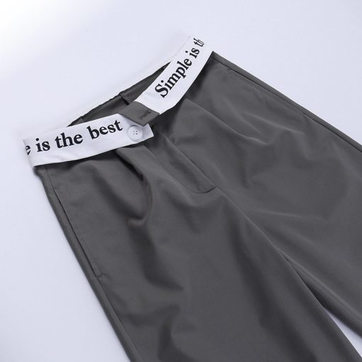 Knitted High Waist Contrast Color Loose Trousers - Image 5