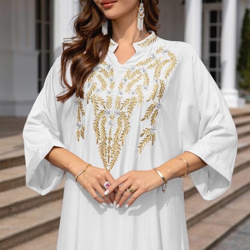 Muslim Women Embroidered Robe Dress - Image 5