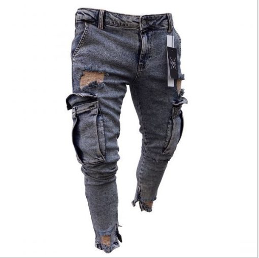 Cargo Hole Denim Jeans Men - Image 4