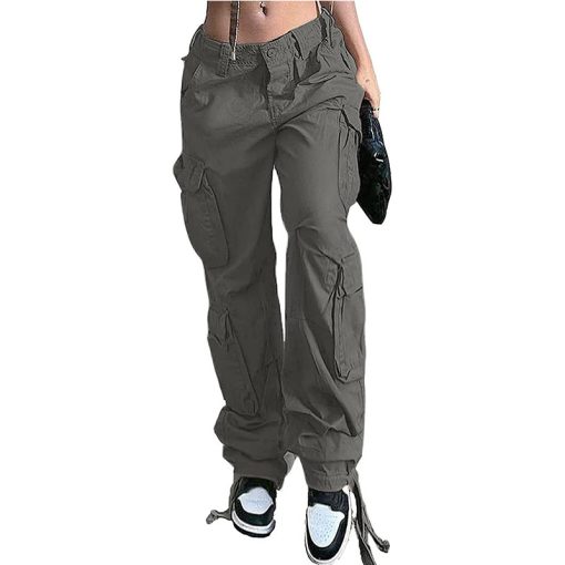 Women's High Waist Pocket Loose Casual Working Pants Straight-leg Pants - Image 2