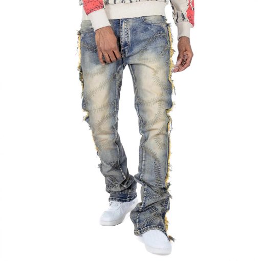 Men's Trousers Slightly Stretch Embroidered Jeans - Image 2