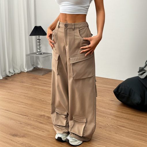 Women's Loose Casual Wide-leg Trousers Pocket Overalls - Image 2