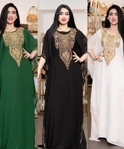 Women's Dress Embroidered Lace Muslim Robe