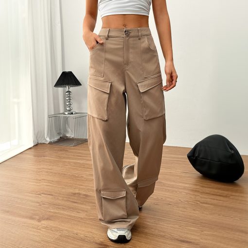 Women's Loose Casual Wide-leg Trousers Pocket Overalls - Image 4