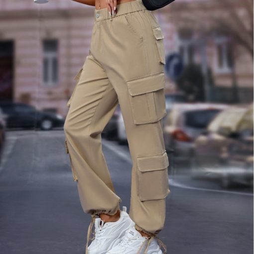 Women's High Waist Pocket Loose Casual Working Pants Straight-leg Pants - Image 9