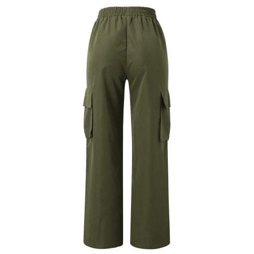 Beltless Trousers High Waist Wide Leg Straight - Image 3