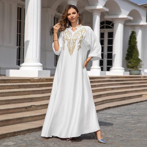 Muslim Women Embroidered Robe Dress - Image 2