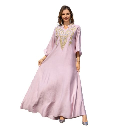Muslim Women Embroidered Robe Dress - Image 9