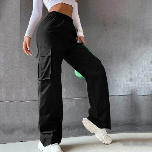 Beltless Trousers High Waist Wide Leg Straight - Image 4
