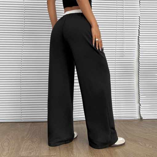 Straight Casual Pants Loose Elastic Waist Mop Trousers - Image 5