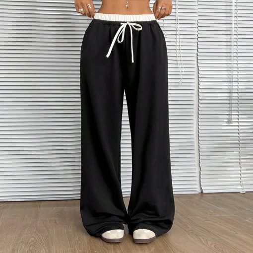 Straight Casual Pants Loose Elastic Waist Mop Trousers - Image 3