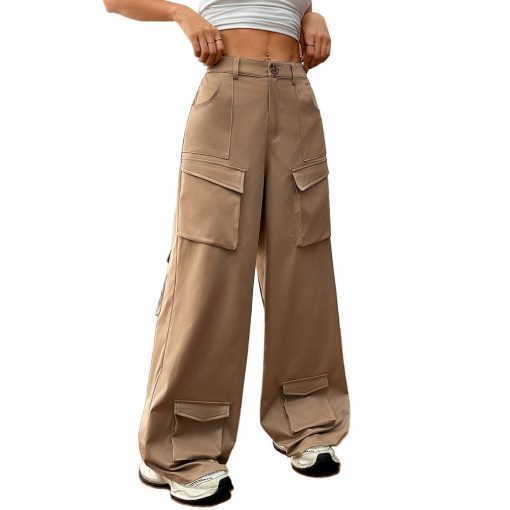 Women's Loose Casual Wide-leg Trousers Pocket Overalls - Image 6