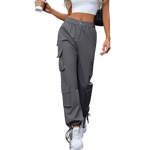 Women's High Waist Pocket Loose Casual Working Pants Straight-leg Pants - Image 3