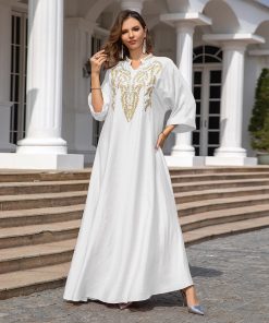 Muslim Women Embroidered Robe Dress