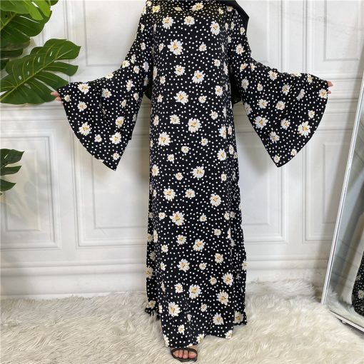 Fashionable Printed Large Lace Up Muslim Dress - Image 4