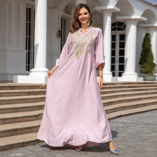 Muslim Women Embroidered Robe Dress - Image 3