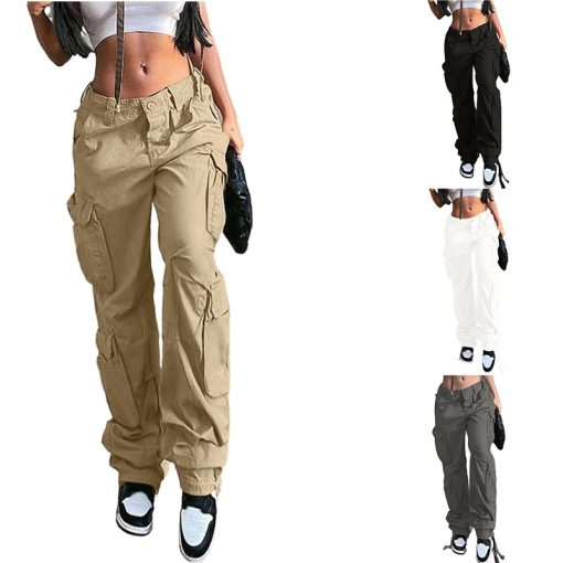 Women's High Waist Pocket Loose Casual Working Pants Straight-leg Pants - Image 6