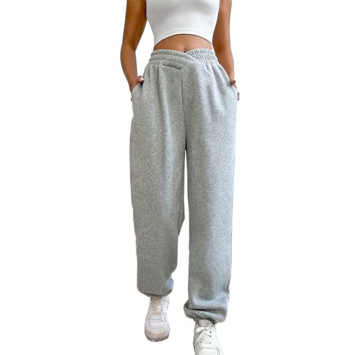Women's Exercise Ankle-tied High Waist Velvet Padded V-shaped Waist Casual Pants - Image 3