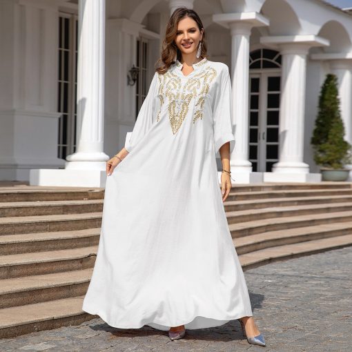 Muslim Women Embroidered Robe Dress - Image 4