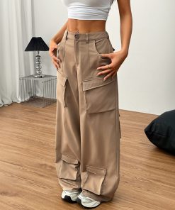 Women's Loose Casual Wide-leg Trousers Pocket Overalls