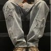 Star Embroidery Straight Casual Men Jeans Gothic Neutral New Wide Leg Loose Hip-hop Fashion Youth Streetwear Denim Trousers Y2K