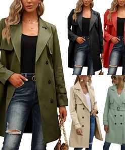 European And American Autumn Women's Double Breasted Fashion Casual Trench Coat