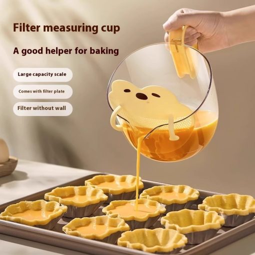 Cartoon Filter Measuring Cup With Scale Food Grade Multifunctional Egg Beater