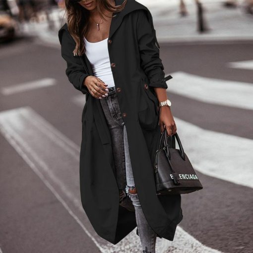 Temperament Niche Personality Casual Large Lapel Mid-length Trench Coat - Image 6
