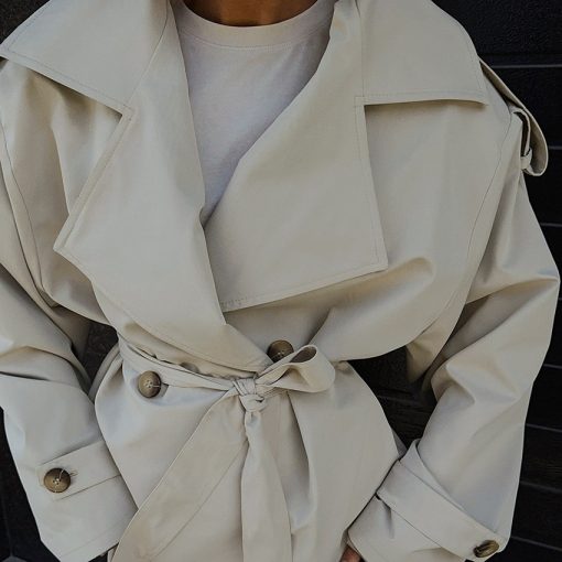 Loose Waistband Long Sleeve Trench Coat Casual Jacket - Image 2